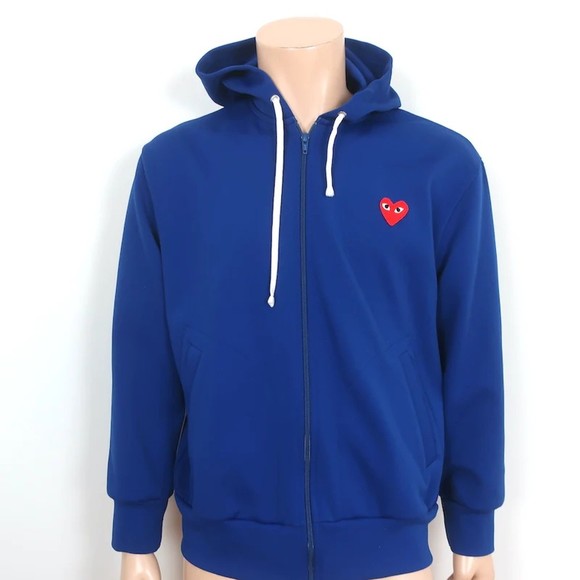 Comme des Garcons Other - Comme des Garcons PLAY Heart Logo Zip-Up Hoodie Blue Size Large